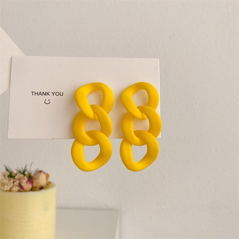 Statement Colorful Acrylic Cuban Chain Drop Earrings for Women Trendy Matte Link Chain Long Dangle Earring Korea Fashion Jewelry