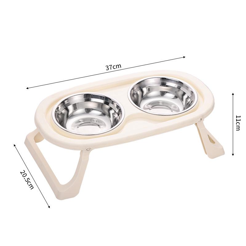 Stainless Steel Dog Bowl Foldable Cute Cat Bowl Double Bowl Leak-Proof Pet Bowl Cat And Dog Feeding Bowl Dog Rice Bowl