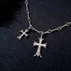Double Cross Pendant Necklace for Women Girl Silver/Gold Metal Alloy Neck Chain Trend Fashion Necklace Jewelry Gift