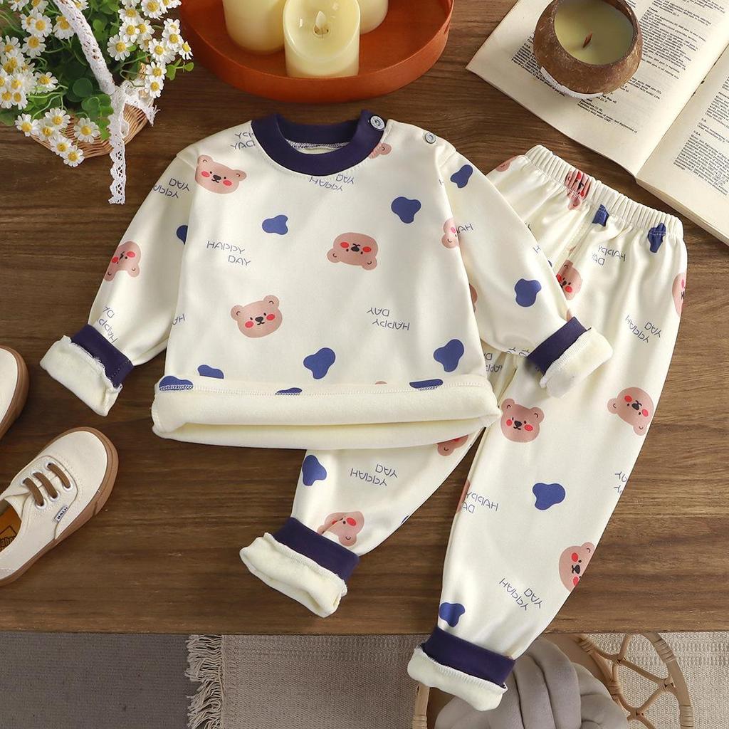 Kinder Fleece-gefüttertes Thermo-Unterwäsche-Set für Jungen & Mädchen - Gemütliche Herbstkleidung