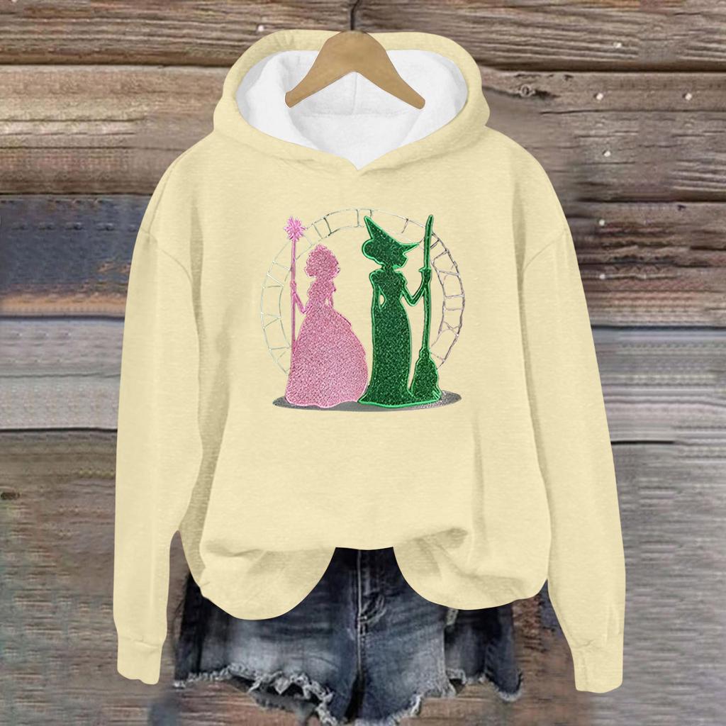 Women's Fashion Casual Long Sleeve Loose Printed Pullover Sports Long Sleeve Hooded Sweatshirt
