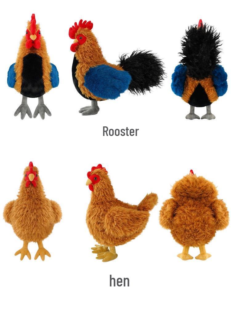 Wuji White Chicken Plush Toy - Reed Flower Rooster Hen Doll Pillow Prop