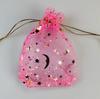 Organza Drawstring Gift Bags Star and Moon Gold Print Mesh Pouches for Jewelry Candy Favors