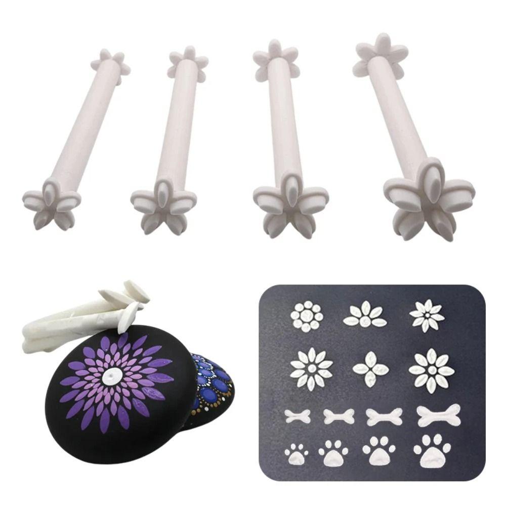 4pcs Reusable Art Stamp Pen Butterflies Embossing Tool Flower Floral Dotting Tools  for DIY Graffiti
