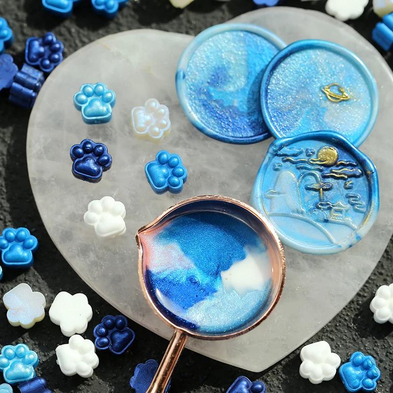 150pcs Original Cat Paw Seal Wax Grains Mixed Color Pearlescent Wax DIY Manual Account Greeting Card Envelope Decoration