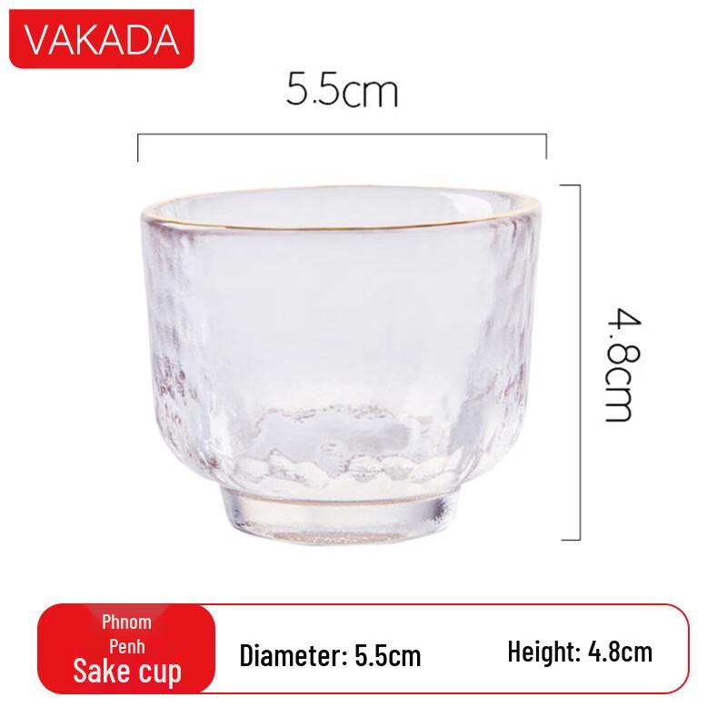 VAKADA Gold Rim Borosilicate Glass Sake & Baijiu Cup