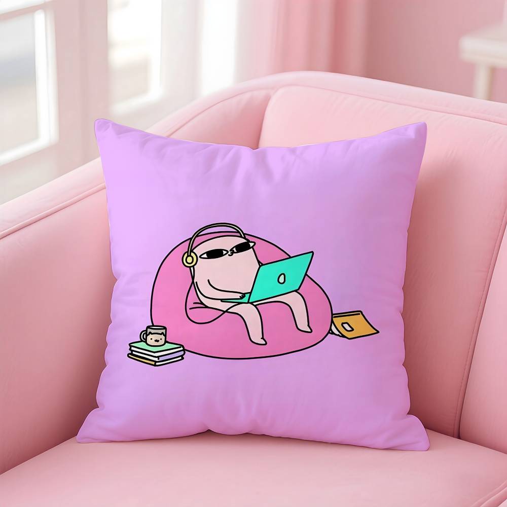 Kwaii Cute K-Ketnipzs The B-Bean Anime Pillow Case Anti-Dustmite Pillowcase Invisible Zipper Silky Short Plush Sofa Cushion Cove