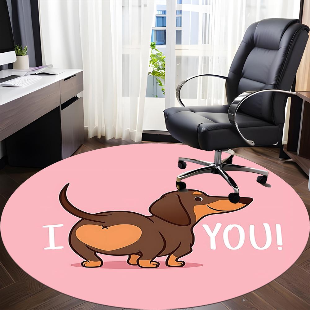 1PC Dachshund Love Office Round Area Rug, Indoor Mat Suitable ForOffice, Under Office Chairs Bedroom Living Room Home Decor, Room Deco F179