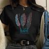 Women's T-shirt Watercolor Feather Graphic Printed T Shirt Women Short Sleeve Tshirt 90s Streetwear Female Clothes Tops