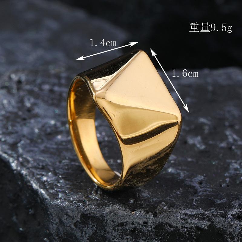 316L Stainless Steel Smooth Triangle Signet Ring For Men Male Finger Zircon Accessories 2025 New