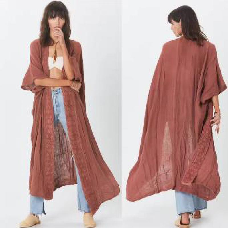 

Women s Beach Cover Up Collar Cardigan Sun Protection Loose Comfortable Shirt Holiday One Size синій