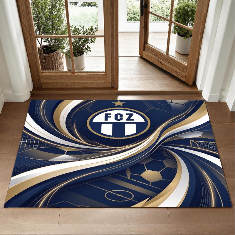 FC Zürich Design Crystal Velvet Rug Soft Decorative Mat for Bedroom Entrance
