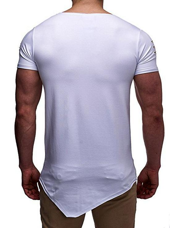 T-shirt Uni Homme Unisexe Coupe Ample avec Ourlet Irrégulier et Détails Déchirés.