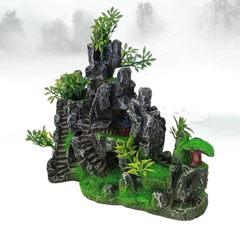 1pcs Rockery Aquarium Accessories Decorations Fish Tank Landscaping Resin Hill Hanging Bridge View Ornament Fish Tank Decoration