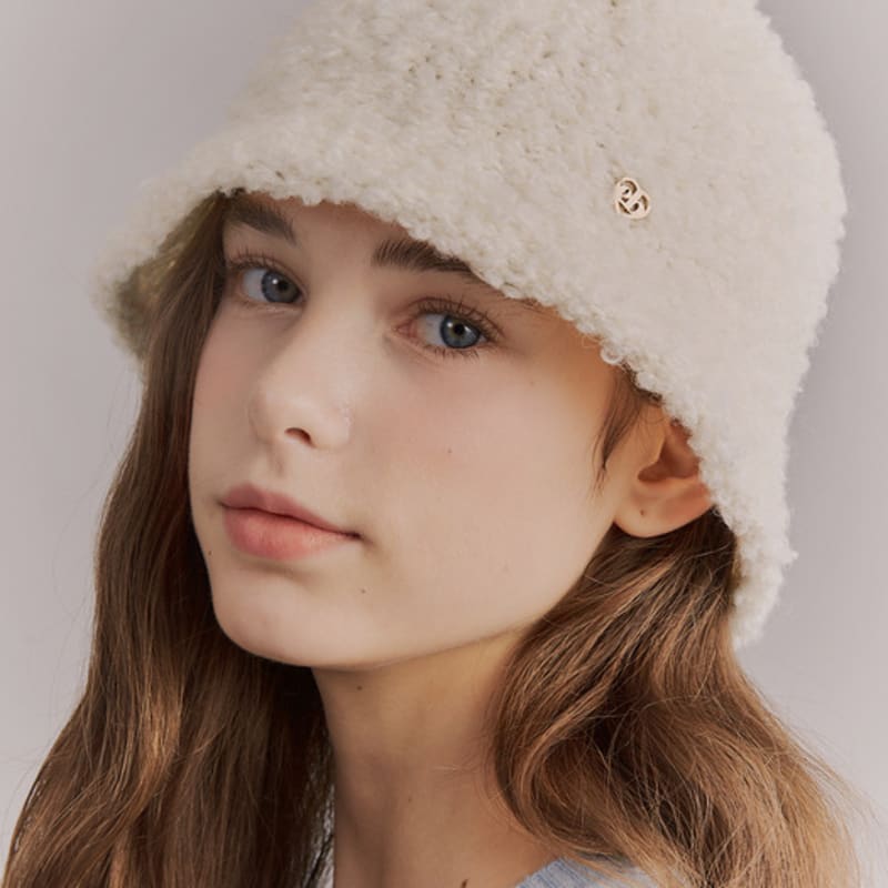 

ENGBROX heart symbol wool bucket hat_white white