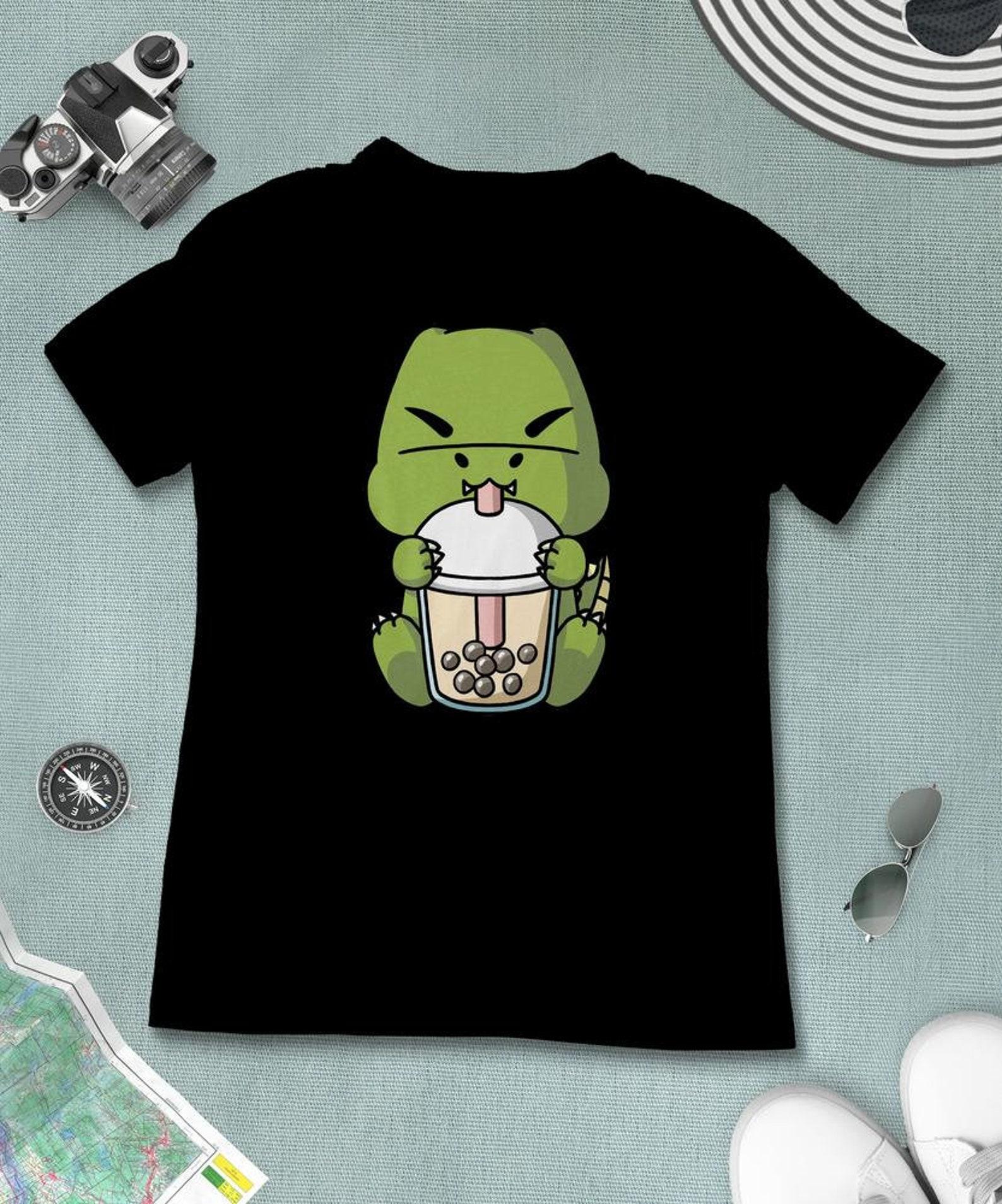 Boba Milk Tea T-Rex Dinosaur T-Shirt, Funny Boba Milk Tea Shirt, Bubble Tea T-Shirt, Kawaii Japanese Anime Gift M
