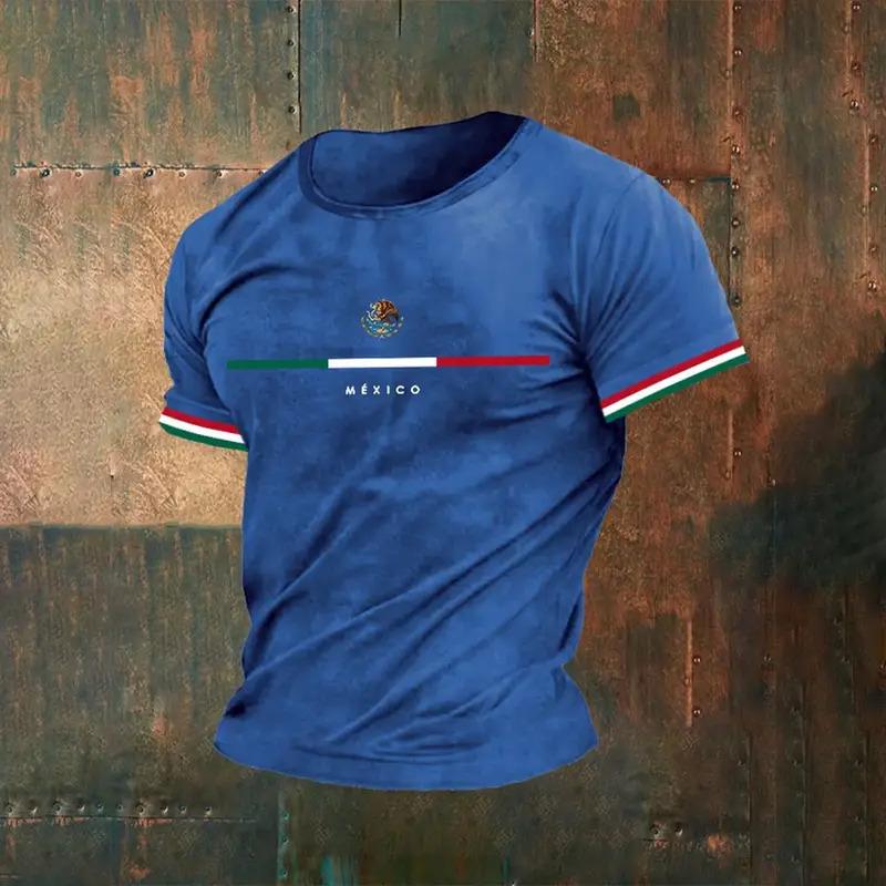 Mexico T Shirt For Men Fashion 3D Eagle National Flag Print Pattern Short Sleeve Oversized T-shirt Leisure O-neck Tee Streetwear