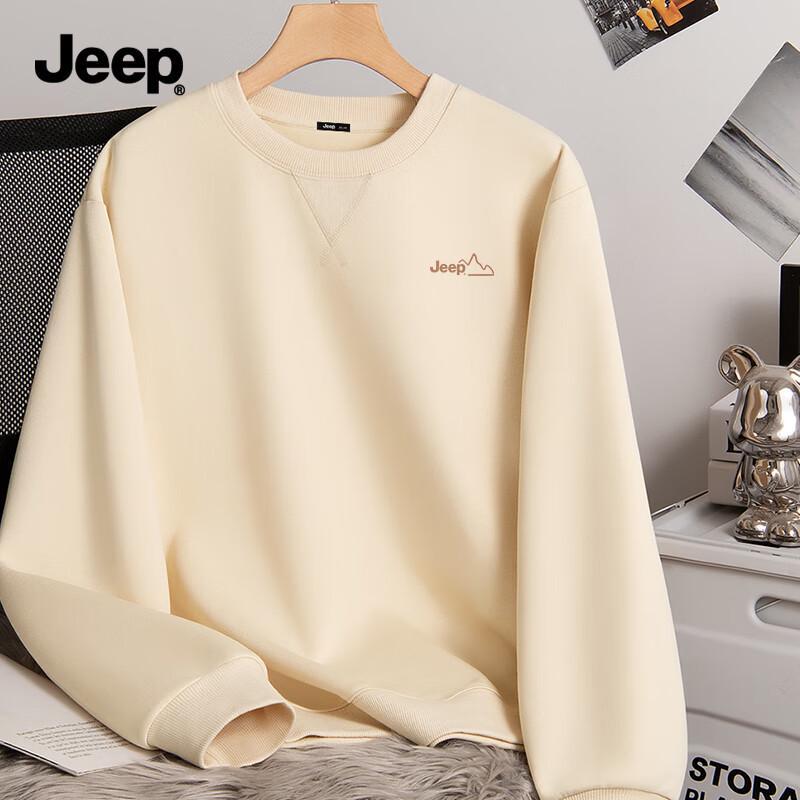 Мужская свободная круглая кофта-свитшот JEEP M светло-бежевый