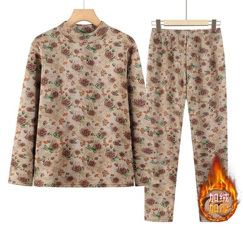 

Комплект термобелья женский флисовый утолщенный полувысокий воротник кальсоны нижняя рубашка женская 5XL [recommended 150-80kg]