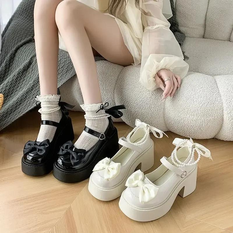 Fashion Mary Jane British-style Small Leather Shoes for Women, New Retro Style with Bow and Skirt, Japanese Jk School Style Single Shoes