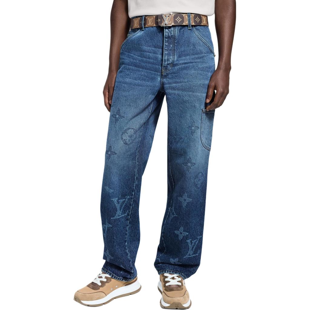 Louis Vuitton Jeans Men's Blue Moderate Straight Fit Pants 1AIJUH