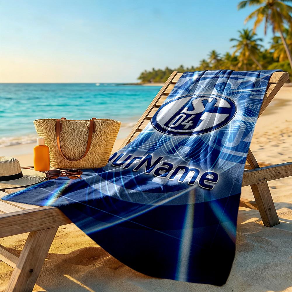 Fc Schalke Customize Your Name Beach Towel Super Soft Microfiber Quickdry Fabric Perfect for Traveling Yoga Camping and Swimming
