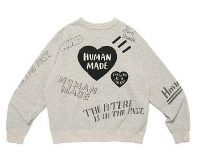 

Свитшот с круглым вырезом 2024: Дизайн с принтом в виде сердец, Повседневный свободный крой L серый