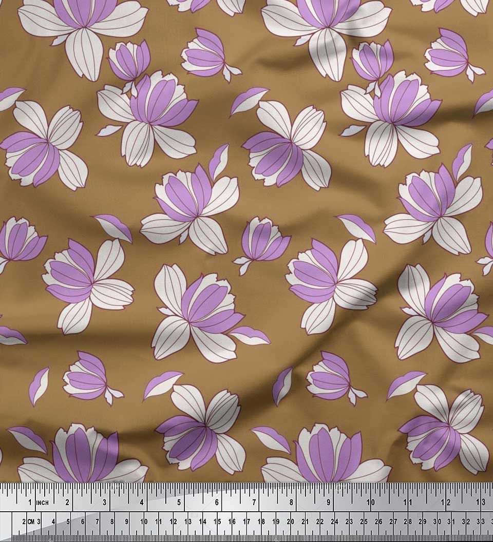 

Тканина Soimoi Japan Crepe Satin Пелюстки на тканині з квітковими принтами на метри 42 дюйми 42 Inch Wide - Poly Crepe коричневий