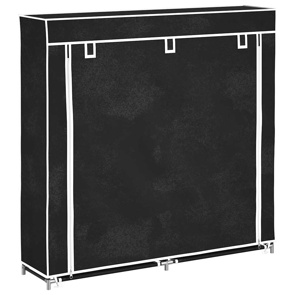 Fabric Shoe Cabinet with Cover 115 X 28 X 110 Cm Black