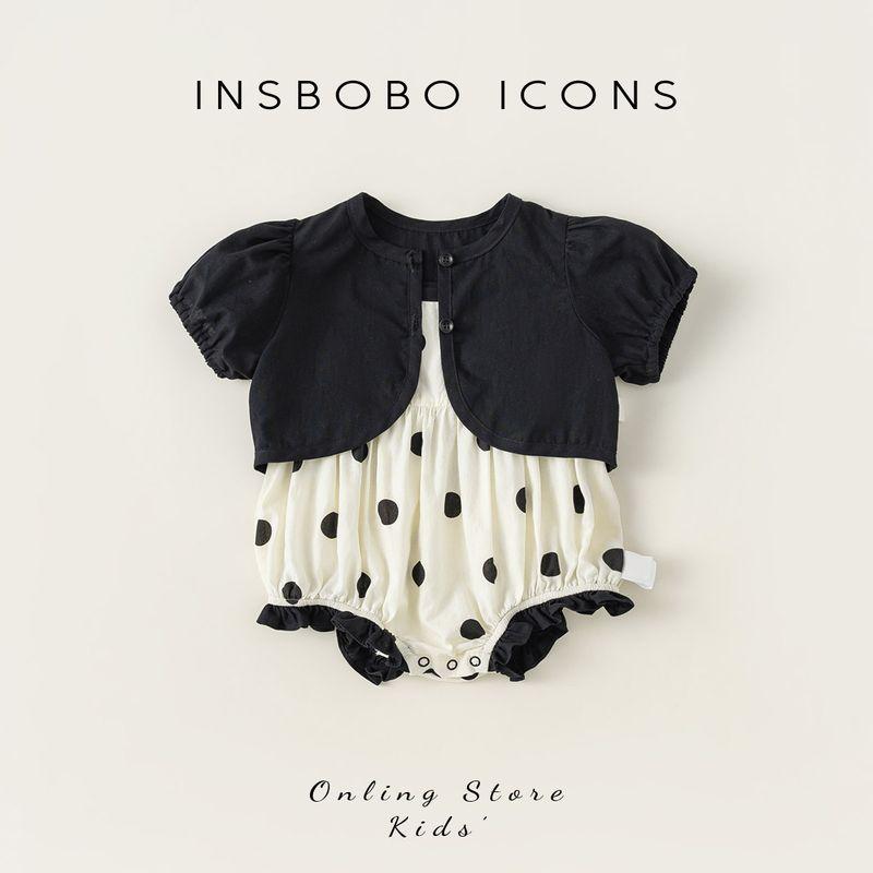 Insbobo Baby Clothes Summer 2026 New Baby Set Summer Thin Style Baby Girl Puff Sleeve Fashionable Children s Clothing Black 66 cm