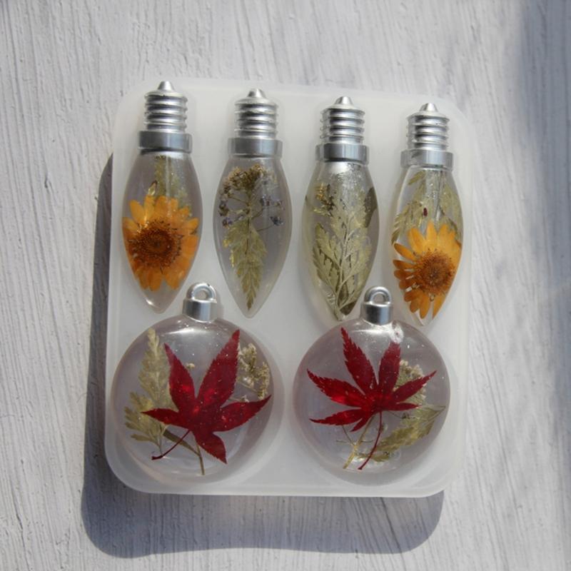 Silicone Christmas Ornament Mold Crafting Moulds Light Bulb Resin Decorations Suitable for Enthusiasts and Home Decors