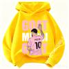 Football Star Cartoon Print Autumn/Winter Coat Messi Children's Hooded Sweatshirt Boys' Sports Shirt Girls' Casual Top