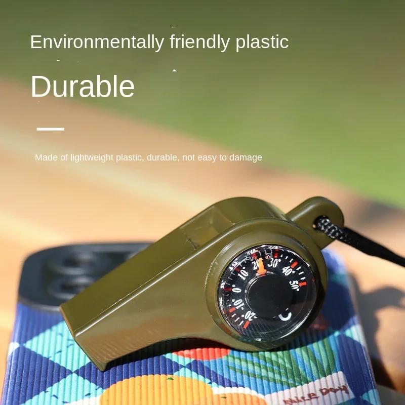 3 in 1 Outdoor Camping Climbing Survival Whistle Emergency Survival Kit Signal Whistle with Compass Thermometer Wild Survival