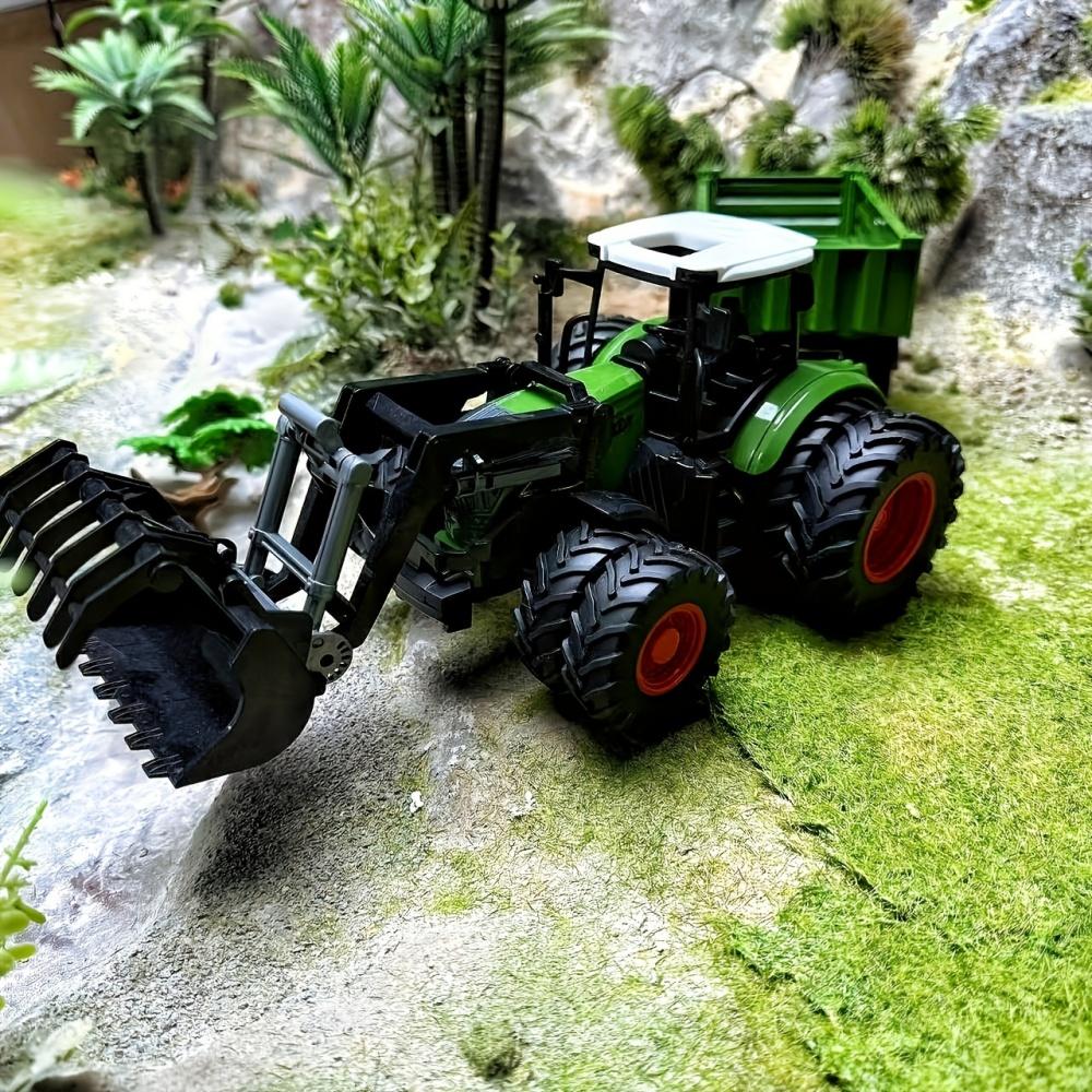 19.7 In/50cm Large Farm Tractor Toys With Trailer and Front Loader, Realistic Farm Tractor Set for Halloween Christmas Birthday