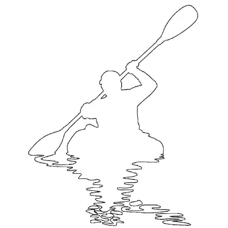 Černé tričko s potiskem siluety kajakáře pro outdoorové aktivity a běžné nošení