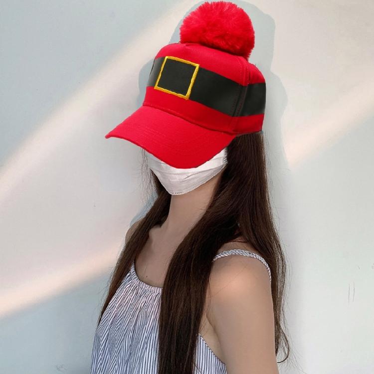 Christmas Baseball Hat Unisex Cosplay Costume Lovely Bobbles Santa Hat Stage Props Hat Festival Headwear for Adult Teens