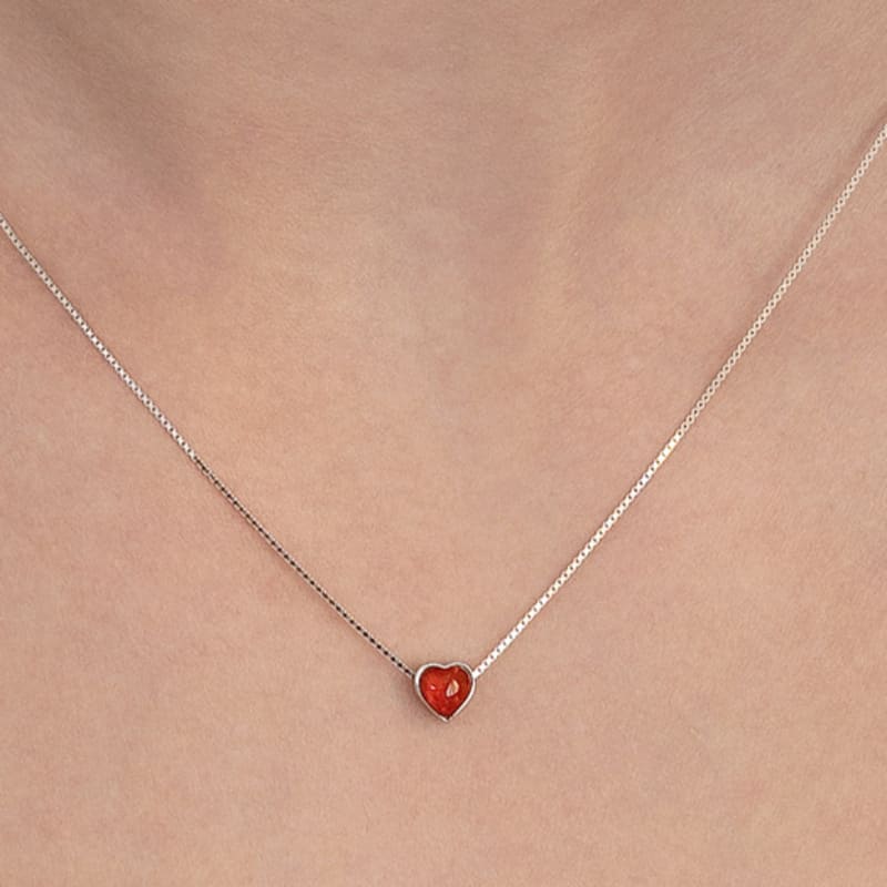 Tatiana (925 Silver) Heart Pendant Necklace NZ2515 Red
