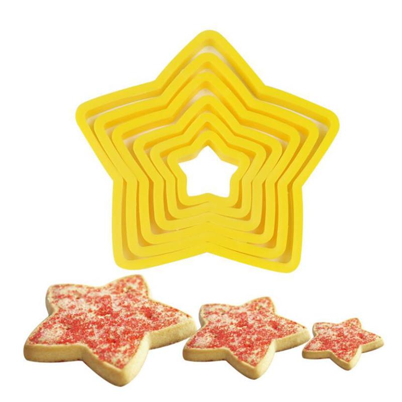 6Pcs/set Christmas Tree Cookie Cutter Stars Heart Flower Fondant Cake Biscuit Cutter Mold 3D Cake Decorating Tools Baking Moulds