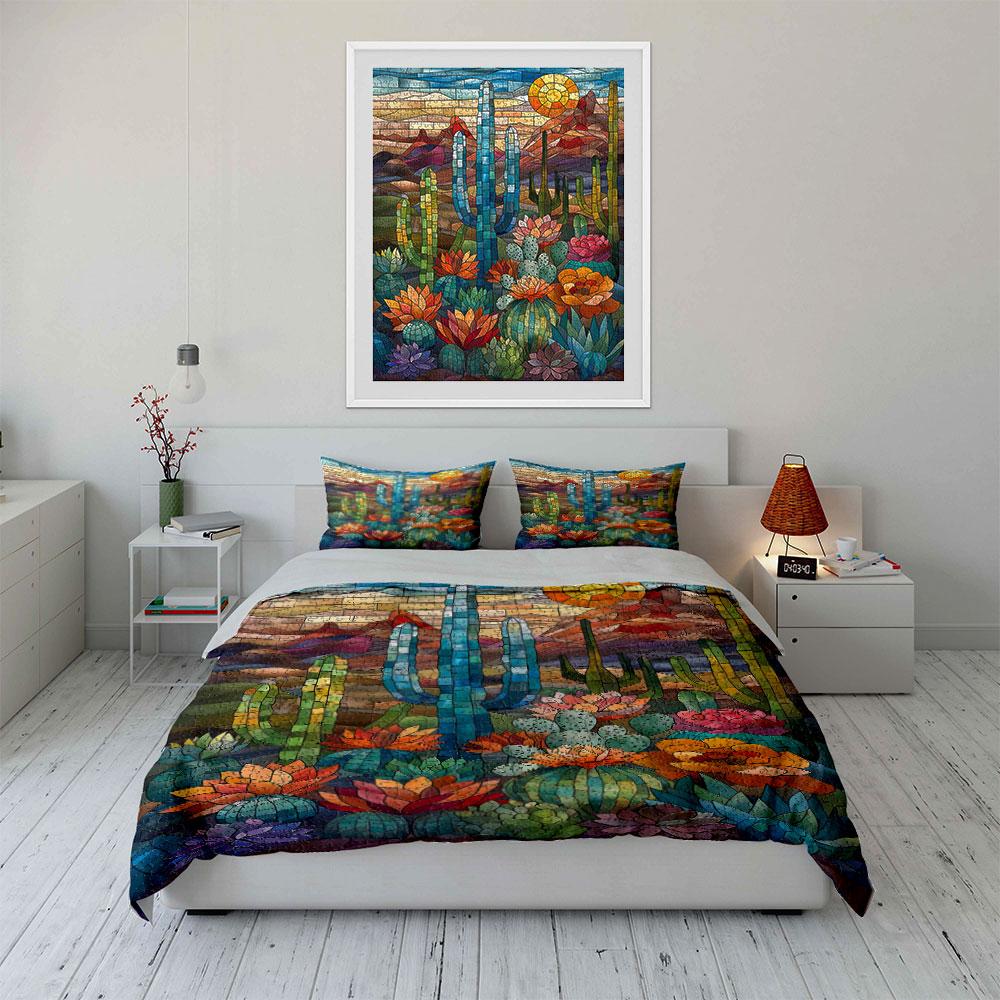 Colorful cactus and flowers. Bedding sets Duvet cover sets Duvet covers Pillowcases(1* Duvet Cover 2* Pillowcases without duvet insert)