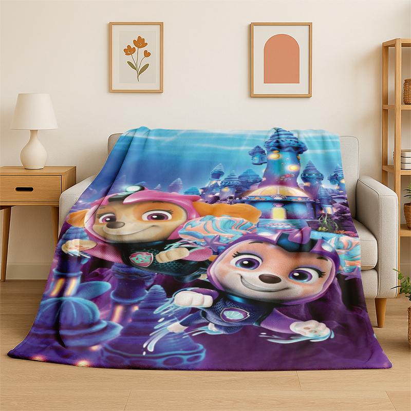 Cartoon P-Patrol Cute Dog Flannel Blanket Soft Warm Throw Blanket for Bedroom Living Room Bed Travel Camping Picnic Gift kids