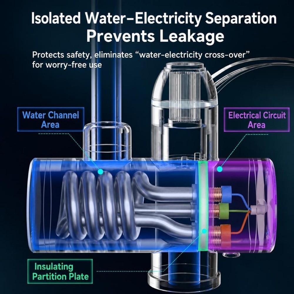 3000W Electric Water Heater Tap on-Demand Hot Water Kitchen Faucet Heater Household Use