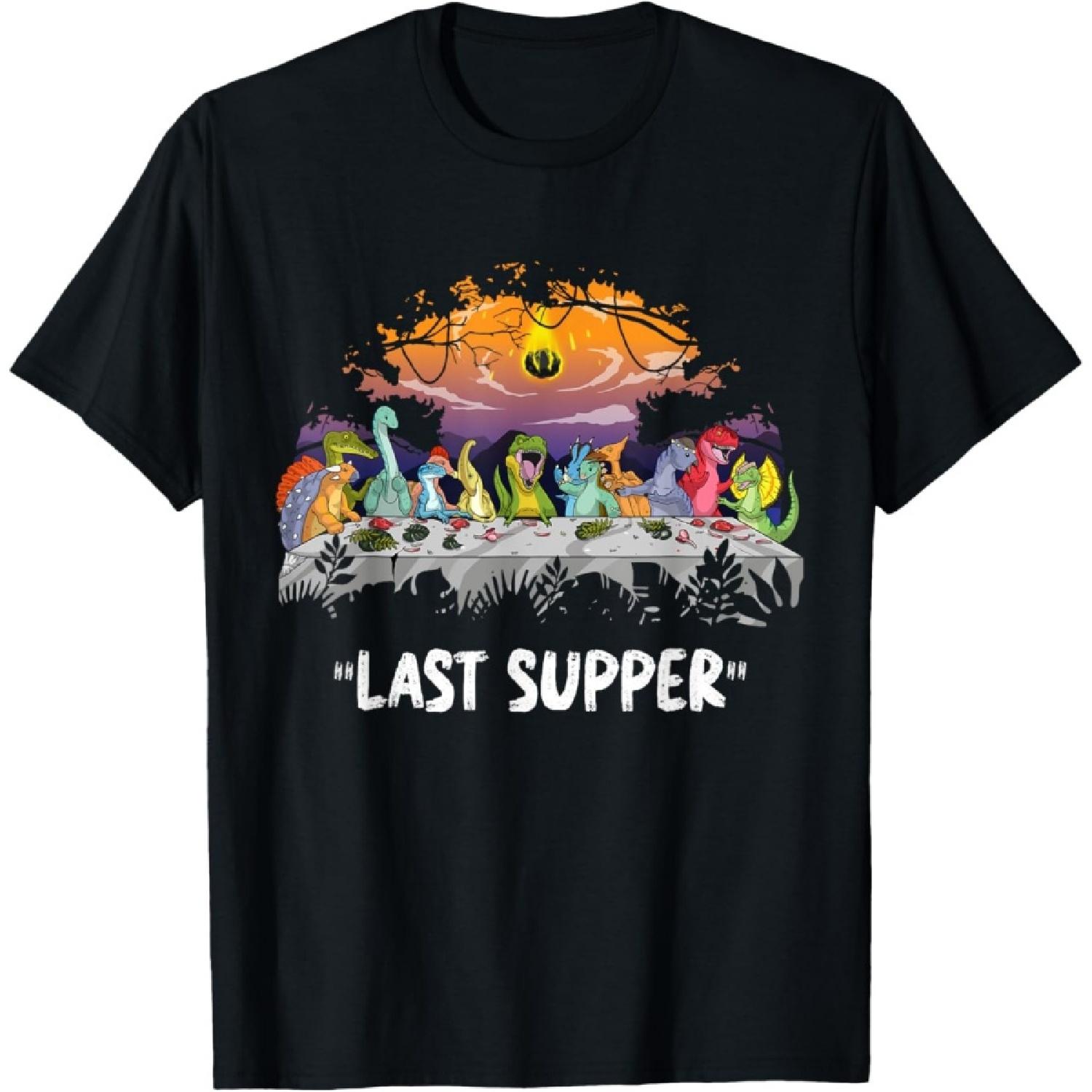 

Dinosaur Last Supper Shirt Funny Dinosaur Extinction Humor T-Shirt XXXXXL чорний