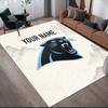 Custom Name,Carolina Panthers Home Sofa Decoration for Living Room & Bedroom, Non‑Slip Play Flannel Floor Mat for Game Room