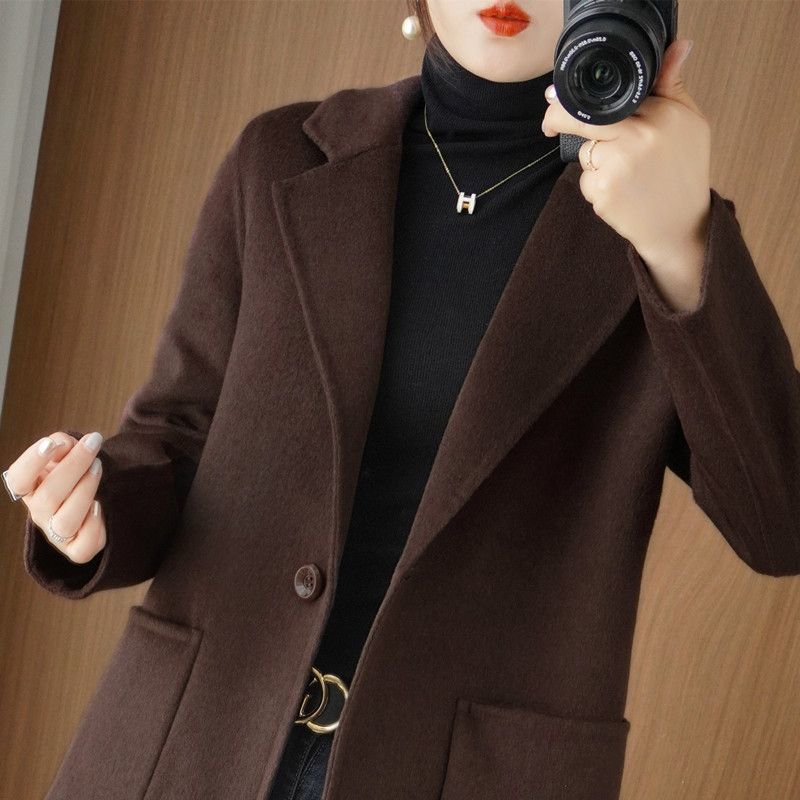 Temperament wool double-sided woolen wool coat women's short buckle winter small slim new coat women
