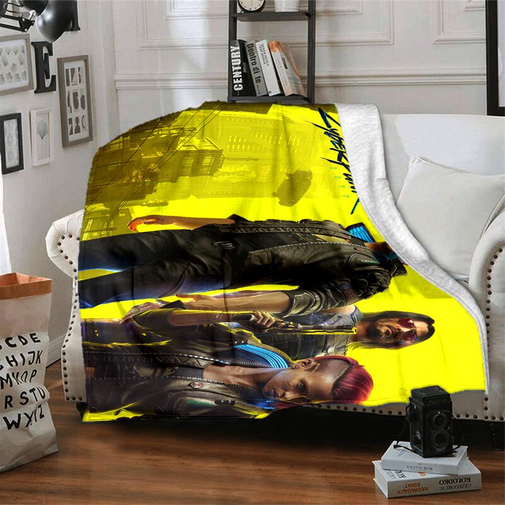 Cyberpunk Future Cityscape Blanket Soft Throw Blanket For Home Bedroom Bed Sofa Travel Office Solid Christmas Blanket