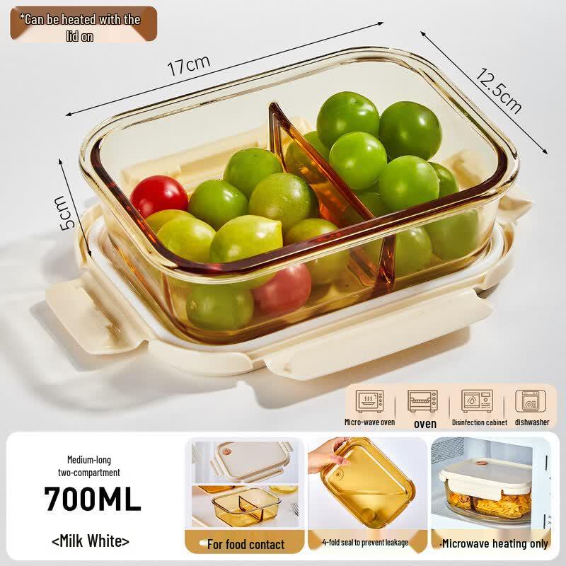Qiwei Borosilicate Glass Divided Lunch Box