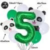 Cartoon Panda Animal Green 32inch Foil Number Balloon Set Children Birthday Party DIY Decoration Baby Shower Kids Animal Balloon