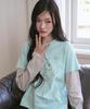 THE GREEN LAB Star Patch St Layered T-Shirt [Mint]