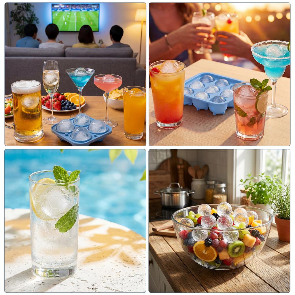 Soccer Ice Cube Mold Football Shapes Ice Cube Tray Silicone Sphere Ice Mold Chocolate Mold for Chilling Whiskey Cocktails Drink