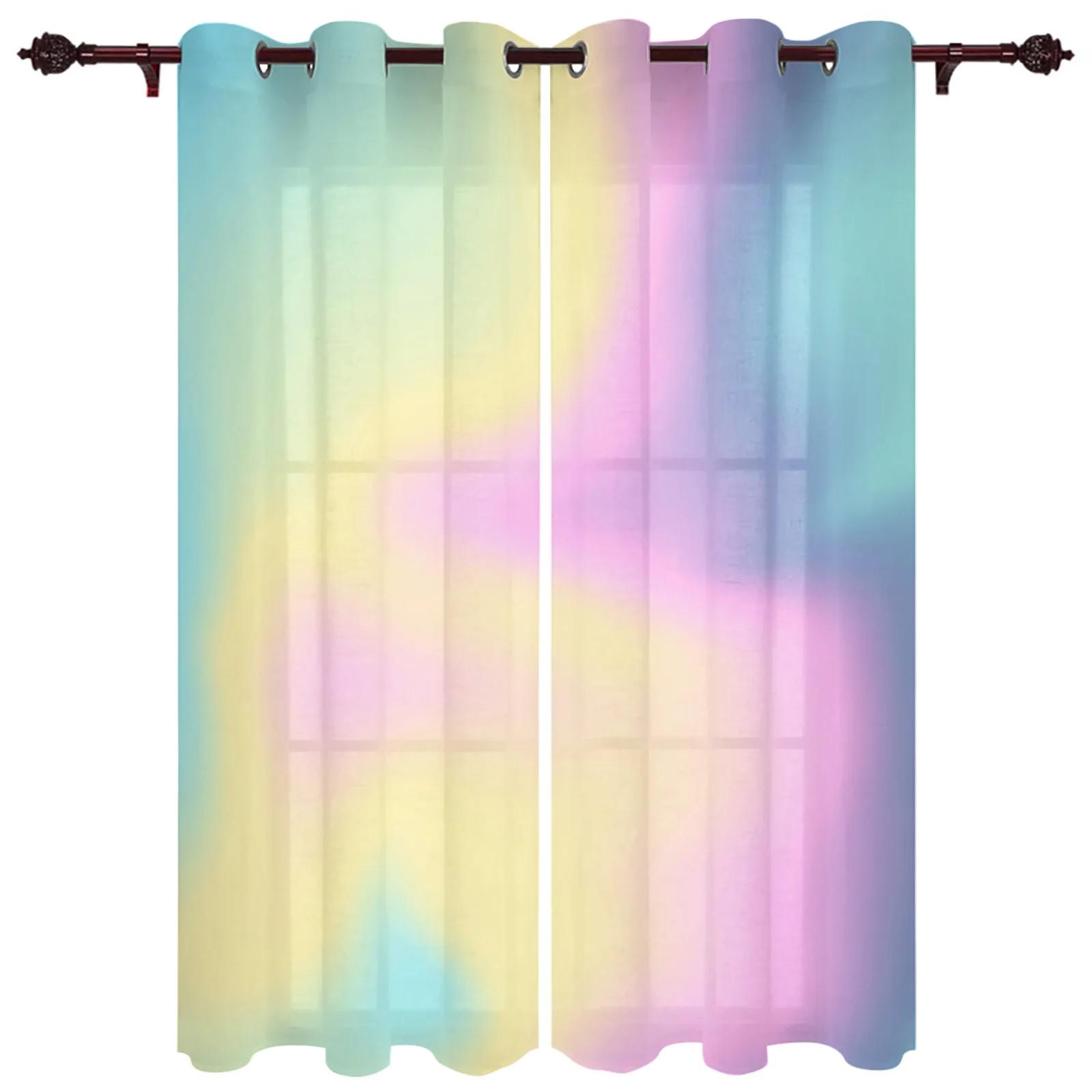 Regenboog Roze Ochtendgloren Gordijnen voor Huis Woonkamer Decoratie Raam Decoratie Gordijn Sets In Huis Keuken Elegante Slaapkamer Gordijnen W50 X H130(CM)X2&Grommet Top
